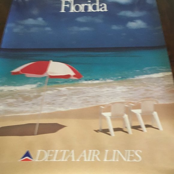 Delta | Wall Decor | Vtg Delta Air Lines Florida Travel Poster | Poshmark